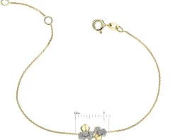 Bransoletka z żółtego złota z diamentami - kwiaty - 0,06 ct - próba 375