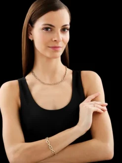 Bransoletka z żółtego złota z diamentami - 18 cm - 0,45 ct - próba 585