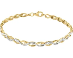 Bransoletka z żółtego złota z diamentami - 18 cm - 0,02 ct - próba 375