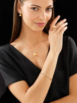 Bransoletka z żółtego złota z brylantami - 18 cm - 0,19 ct - próba 585