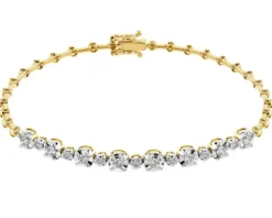 Bransoletka z żółtego złota z brylantami - 18 cm - 0,47 ct - próba 585