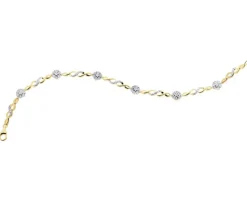 Bransoletka z żółtego złota z diamentami - 18 cm - 0,14 ct - próba 375