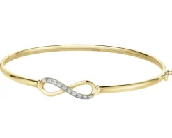 Bransoletka z żółtego złota z diamentami - nieskończoność - 0,02 ct - próba 375