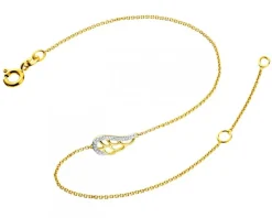 Bransoletka z żółtego złota z diamentami - skrzydło - 0,01 ct - próba 375