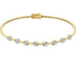 Bransoletka z żółtego złota z brylantami - 19 cm - 0,24 ct - próba 585