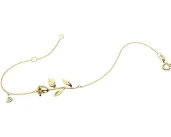 Bransoletka z żółtego złota  z diamentem - kwiat, róża, serce - 0,004 ct - próba 585