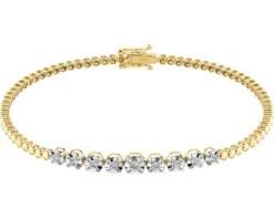 Bransoletka z żółtego złota z brylantami - 18 cm - 0,29 ct - próba 585