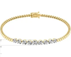 Bransoletka z żółtego złota z brylantami - 18 cm - 0,29 ct - próba 585