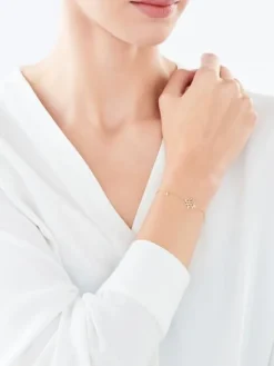 Bransoletka z żółtego złota z diamentami - drzewko - 0,01 ct - próba 375