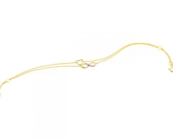 Bransoletka z żółtego złota z diamentami - nieskończoność, serce - 0,01 ct - próba 375