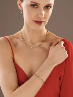 Bransoletka z żółtego złota z diamentami - 18 cm - 0,25 ct - próba 585