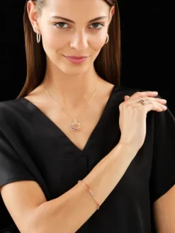 Bransoletka z żółtego złota z brylantami i szafirami kolorowymi - 18 cm - próba 585