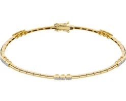 Bransoletka z żółtego złota z brylantami - 19 cm - 0,29 ct - próba 585