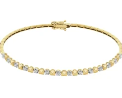 Bransoletka z żółtego złota z brylantami - 19 cm - 0,16 ct - próba 585