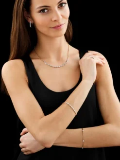 Bransoletka z żółtego złota z brylantami - 18 cm - 0,31 ct - próba 585