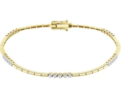 Bransoletka z żółtego złota z brylantami - 18 cm - 0,15 ct - próba 585