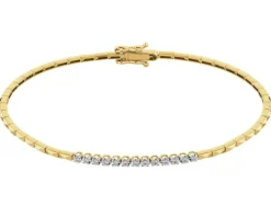 Bransoletka z żółtego złota z brylantami - 19 cm - 0,08 ct - próba 585