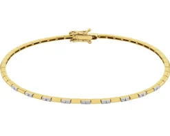 Bransoletka z żółtego złota z brylantami - 19 cm - 0,12 ct - próba 585