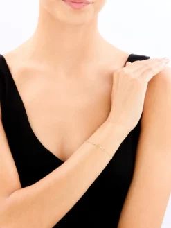 Bransoletka z żółtego złota z diamentami - 0,01 ct - próba 375