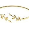 Bransoletka z żółtego złota z diamentami i cytrynami - liście - próba 375