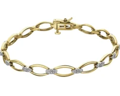 Bransoletka z żółtego złota z diamentami - 18 cm - 0,36 ct - próba 585