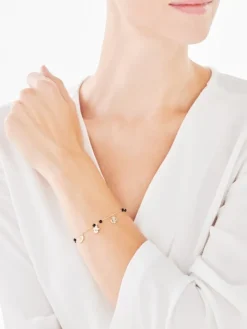 Bransoletka z żółtego złota z diamentami i agatami - próba 375