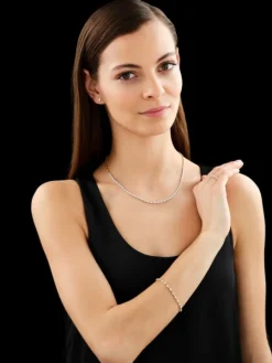 Bransoletka z żółtego złota z brylantami - 18 cm - 0,48 ct - próba 585