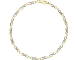 Bransoletka z żółtego złota z diamentami - 19 cm - 0,18 ct - próba 375