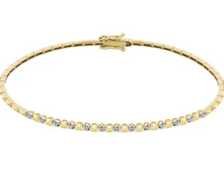 Bransoletka z żółtego złota z brylantami - 19 cm - 0,07 ct - próba 585