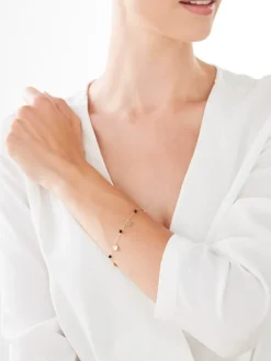 Bransoletka z żółtego złota z brylantem i agatami - próba 375