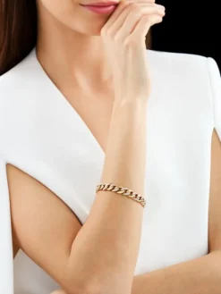 Bransoletka z żółtego złota z diamentami - 19 cm - 0,87 ct - próba 585