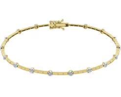 Bransoletka z żółtego złota z brylantami - 19 cm - 0,15 ct - próba 585