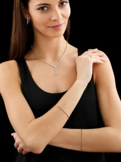 Bransoletka z żółtego złota z brylantami - 19 cm - 0,15 ct - próba 585