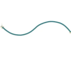 Bransoletka z żółtego złota z brylantem i topazami London Blue - 18 cm - próba 585