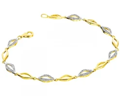 Bransoletka z żółtego złota z diamentami - 19 cm - 0,14 ct - próba 585