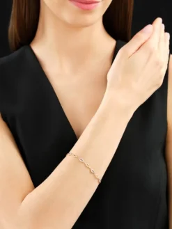 Bransoletka z żółtego złota z diamentami - 18 cm - 0,12 ct - próba 585