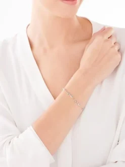 Bransoletka z żółtego złota z diamentami i topazami - 18 cm - próba 375