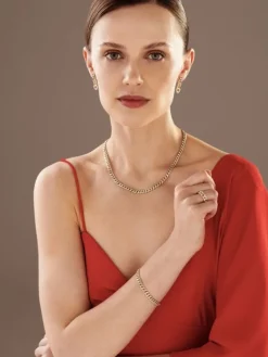 Bransoletka z żółtego złota z diamentami - 18 cm - 0,40 ct - próba 585