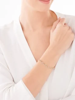 Bransoletka z żółtego złota z diamentami - 18 cm - 0,06 ct - próba 375