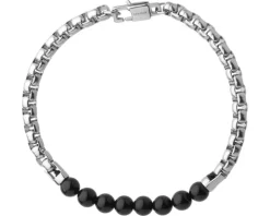 Bransoletka ze stali szlachetnej z agatami