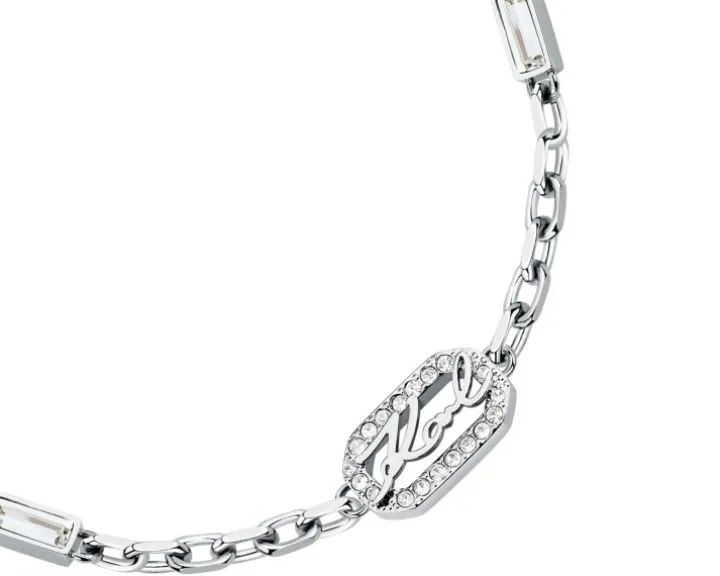 Bransoletka ze stali szlachetnej z cyrkoniami - Karl Lagerfeld