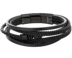 Bransoletka ze stali szlachetnej i skóry