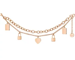 Bransoletka ze stali szlachetnej - serce, kłódka