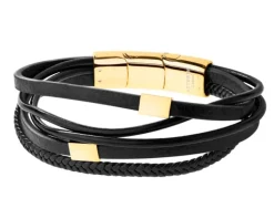 Bransoletka ze stali szlachetnej i skóry