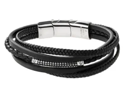 Bransoletka ze stali szlachetnej i skóry