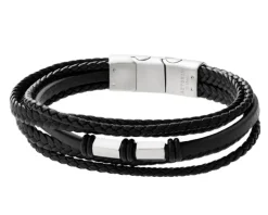 Bransoletka ze stali szlachetnej i skóry