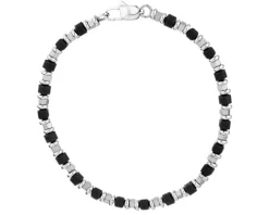 Bransoletka ze stali szlachetnej z hematytami