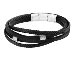 Bransoletka ze stali szlachetnej i skóry