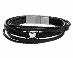 Bransoletka ze stali szlachetnej i skóry