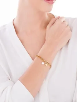 Bransoletka ze stali szlachetnej z perłą